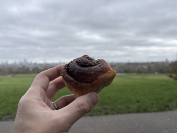 Photos of the Week: Homemade cinnamon bun and a Saturday stroll at Hampstead Heath at Parliament Hill Fields, London, NW5 1QR on Feb 21, 2026