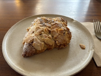 Flaky almond croissant from Pophams Bakery, London Fields